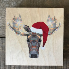 Geometric Moose with Santa Hat