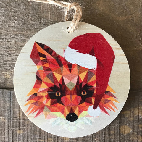 Geometric Fox with Santa Hat