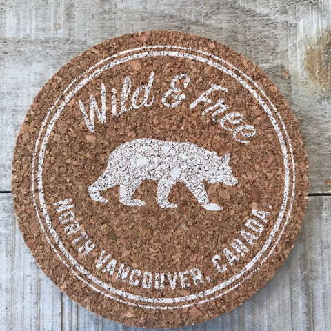 North Vancouver Bear Logo Cork Coaster Set